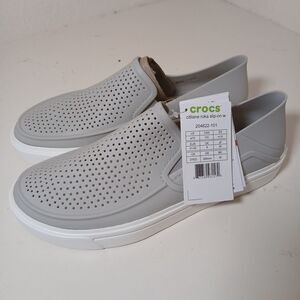 NEW Crocs Women's Size 10 CitiLane Roka Silver Gray Comfort Slip On Shoes #A6